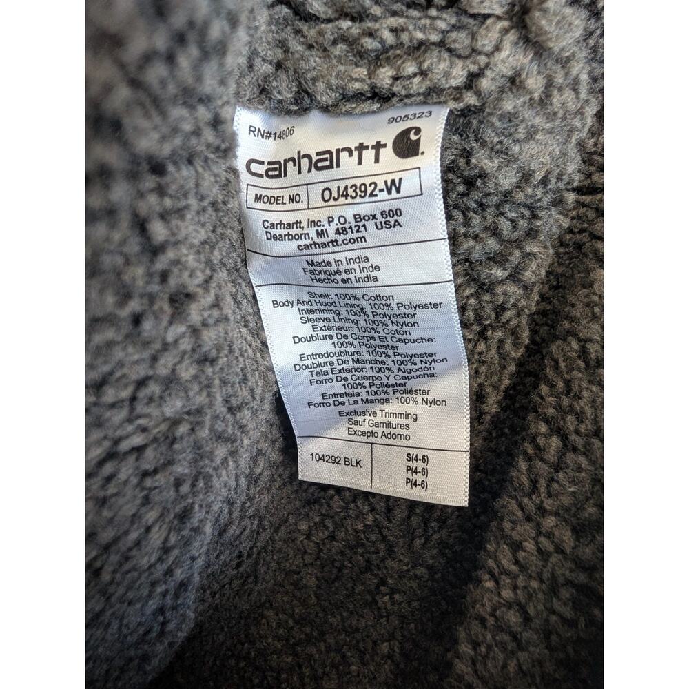 NWT Carhartt Jacket Womens S Black Iconic Washed Duck Sherpa-Lined Zip Up 0J4392 - Picture 4 of 5